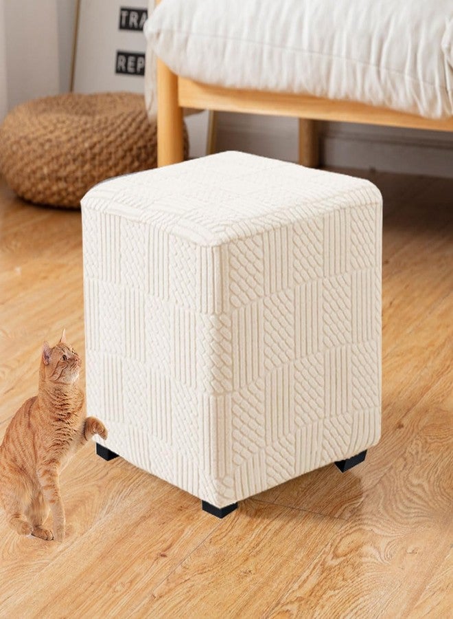 غطاء مسند قدم مربع قابل للتمدد من بيفاون فوغل، غطاء حماية لمسند القدم المربع مع شريط مطاطي، قابل للغسل، غطاء تخزين، مقاس صغير، بيج - Image 2